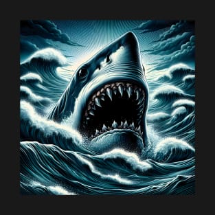 Unleash Oceanic Dread: Dive into Shark-Inspired Thrills with our Jaws-Inspired Collection! T-Shirt