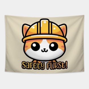 Safety Furst! Cute Osha Cat Pun Tapestry