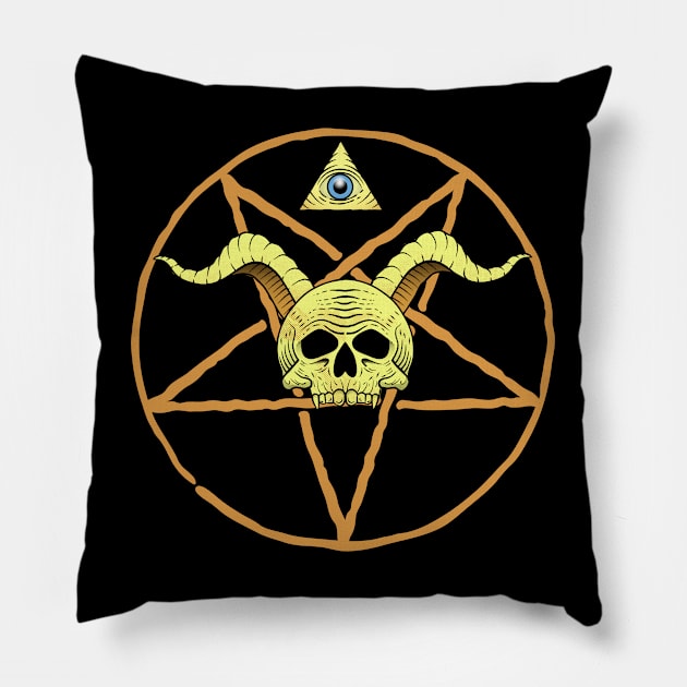 Illuminati - Devil Skull Pillow by SFPater