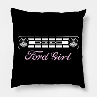 Ford Girl Grille 1966-1977 Bronco White/Pink Print Pillow