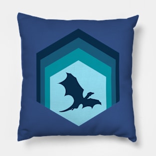 Flying Dragon | Blue Hexagon Pillow