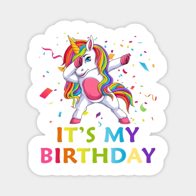 Cute Dabbing Unicorn Birthday Girl Magnet by Novelty-art