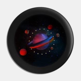 Galaxy spaceship planets 3d Pin