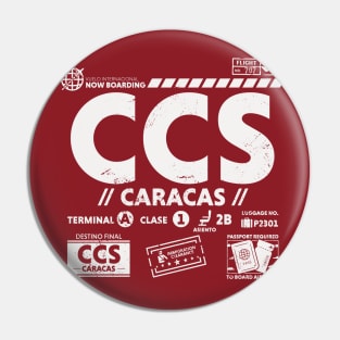 Vintage Caracas CCS Airport Code Travel Day Retro Travel Tag Pin