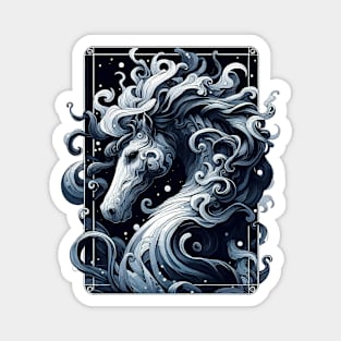 Monochromatic Outline Hippocampus Seahorse Magnet