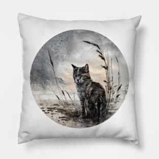 Experience the Magic of Fantasy Cat Warrior Designs Pillow