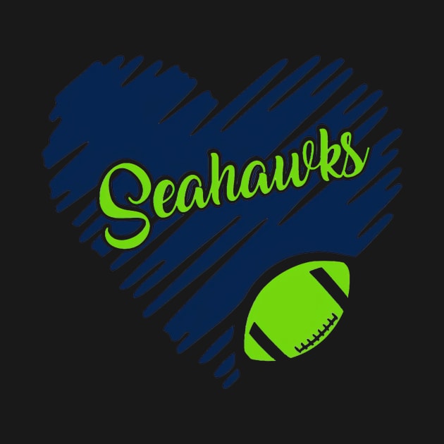 Seahawks - Seahawks Football Heart by Usama al-Qadi