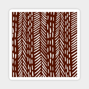 Abstract herringbone pattern - white and burgundy Magnet