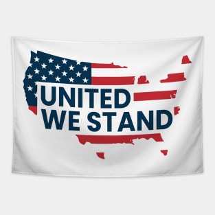 United we stand bold flag USA shape Tapestry