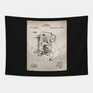 Bullet Machine Patent - Gun Enthusiast Firearms Shop Art - Antique Tapestry