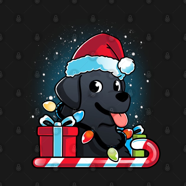 Black Labrador Dog Christmas by Digital Magician