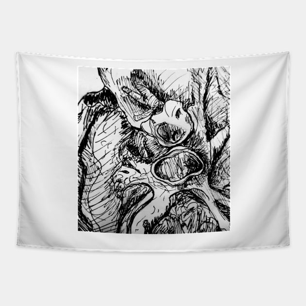 Lung Drawing Textile Patter Pen and Ink Tapestry by emadamsinc