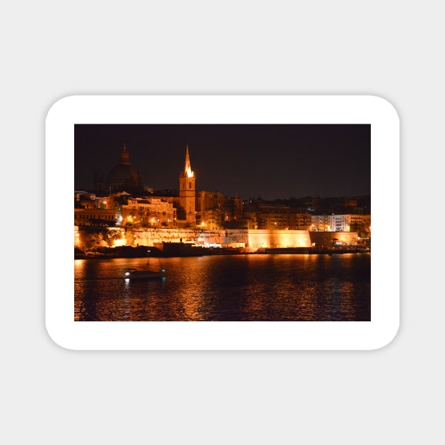 Valetta Cityscape at Night. Malta Magnet by IgorPozdnyakov