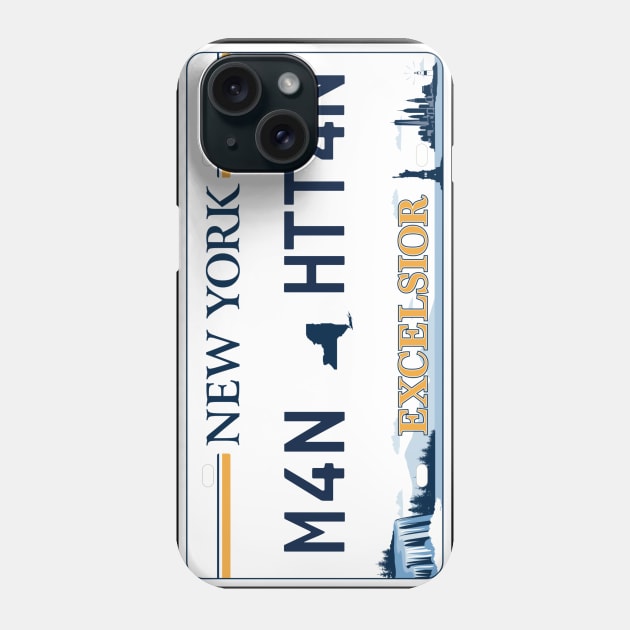 Manhattan car license plate Phone Case by Travellers