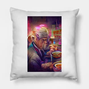 An old man and his instant ramen | Ramen Near Me Pillow