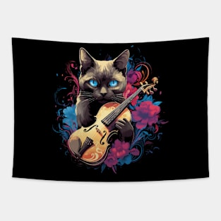 Tonkinese Cat Playing Violin Tapestry