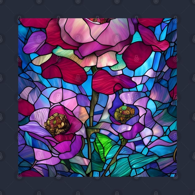 Beautiful Colorful Stained Glass Roses by Chance Two Designs