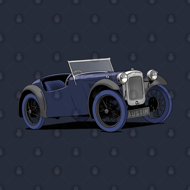 Austin 7 dark blue classic car by Webazoot