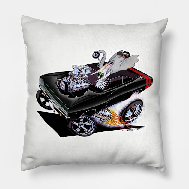 FULL CHARGE black n red 1968 charger Pillow by vincecrain