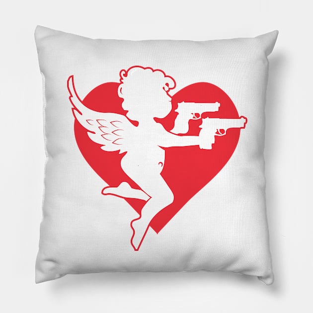 Valentine Cupid Pistols Lite Valentine's Day Gift Pillow by atomguy