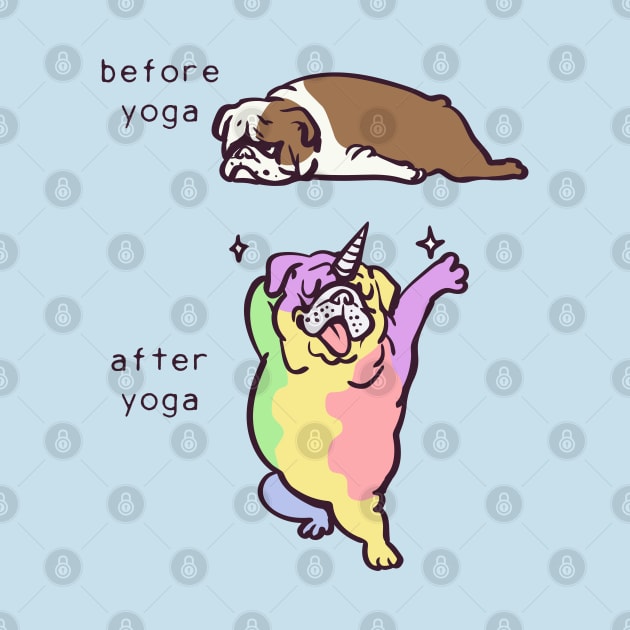 Before Afer Yoga English Bulldog by huebucket