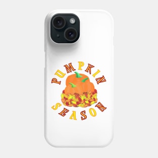 Pumpkin Season. Fall Leaves and Pumpkins. (White Background) Phone Case