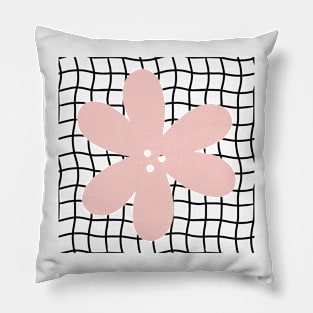 Abstract Flower on Grid - Pastel blush pink Pillow