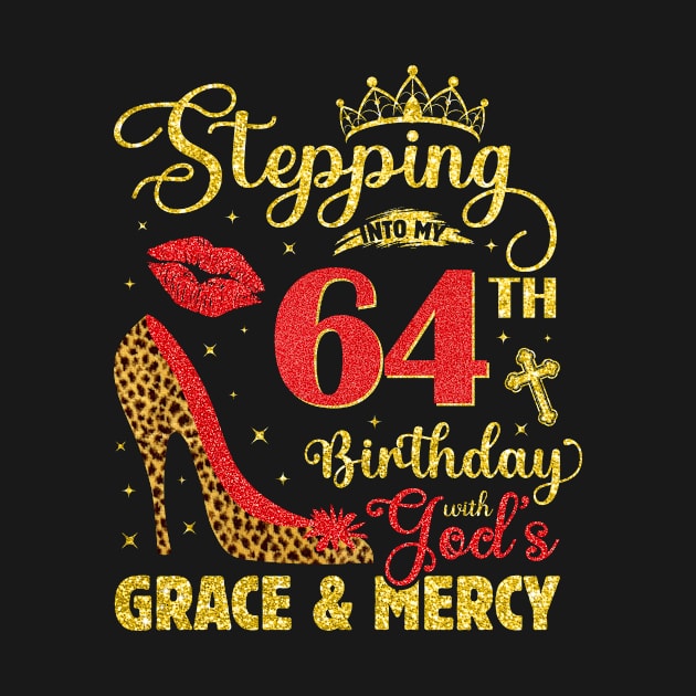 64th Birthday Gods Grace and Mercy Leopard Print Believers Birthday by ProArts