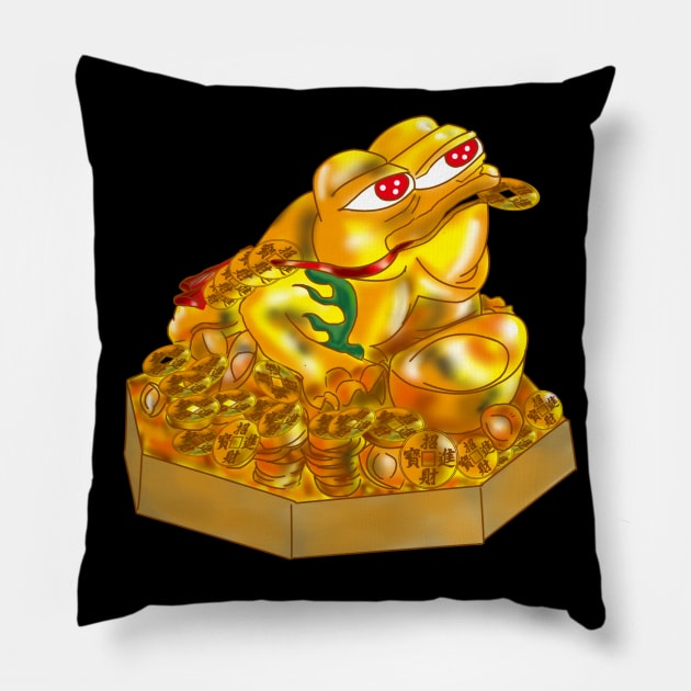 Apustaja Feng Shui Money Frog (Jin Chan) Pillow by FrenArt