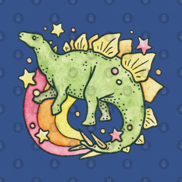 Stegosaurus Rainbow | Retro Dinosaur by OMEGAFAUNA