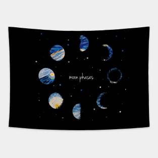 Starry moon phases Tapestry