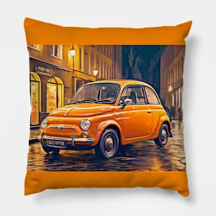 Orange Fiat 500 Pillow