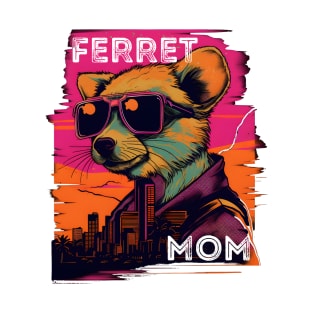 Synthwave Style Ferret Mom T-Shirt