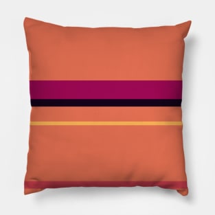 A solitary variety of Licorice, Jazzberry Jam, Brick Red, Light Red Ochre and Butterscotch stripes. Pillow