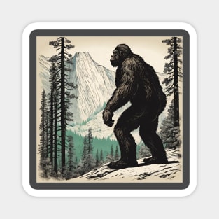 Funny Bigfoot Dad Monster Believer in the Yosemite Mountains Magnet