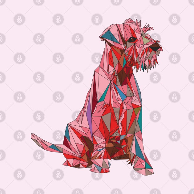 Polygonal Schnauzer Dog Sitting in Red Shades by ibadishi