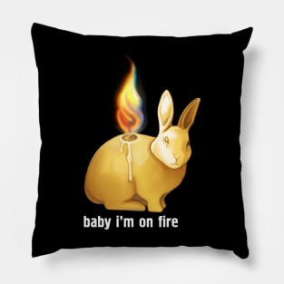 Funny rabbit candle baby I’m on fire Pillow