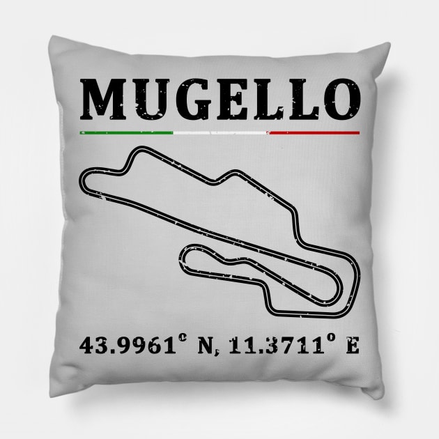 Mugello Racing Circuit Black Pillow by Mandra