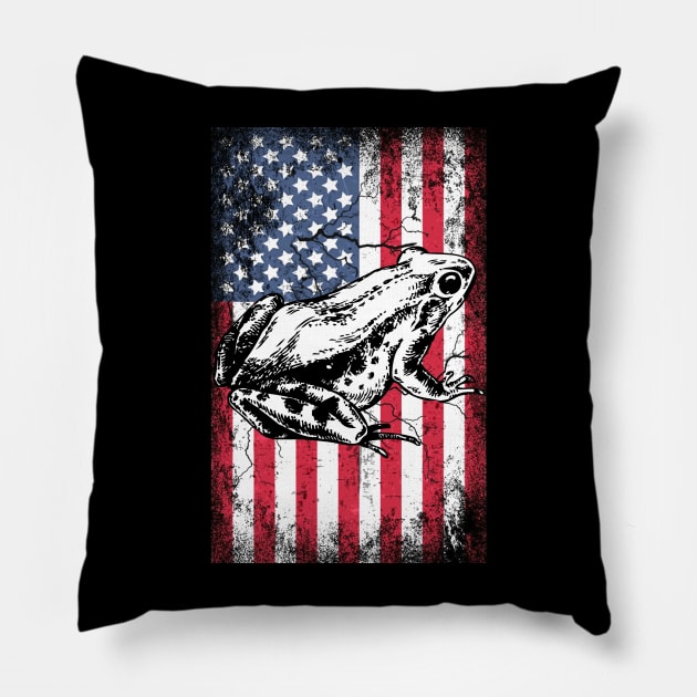 Patriotic Frog American Flag Pillow by Sinclairmccallsavd