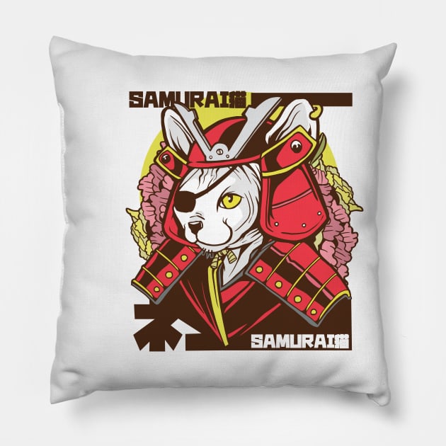 SAMURAI JAPANESE CAT Pillow by madeinchorley