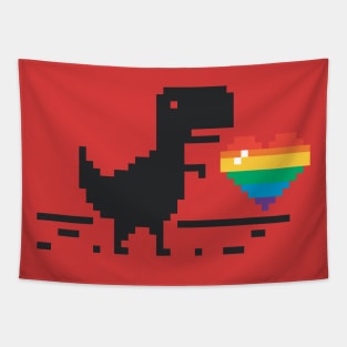 DINOSAURS NO CONNECTION PRIDE PIXEL ART LGBT IN LOVE Tapestry