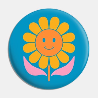 Retro Smiley Flower Pin