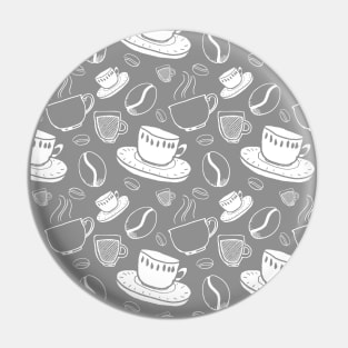 Coffee pattern Charcoal grey and white Pin