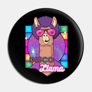 Disco llama, 80s groovy retro Alpaca, Funny llama, cute alpaca, gift for llama lovers Pin