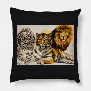 Three Big Cats Pillow