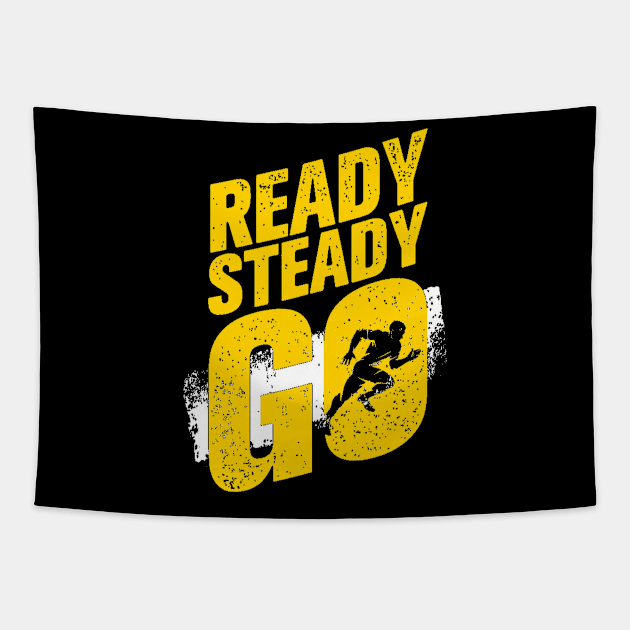 Ready Steady Go - Running Sports & Fitness Motivation Tapestry by bigbikersclub