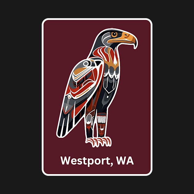 Westport Washington Native American Indian American Red Background Eagle Hawk Haida by twizzler3b