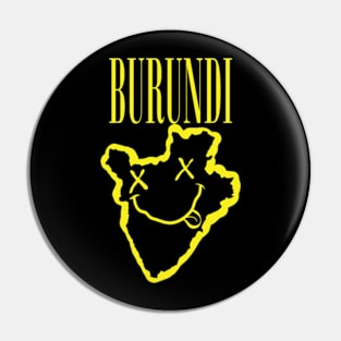 Vibrant Burundi Africa x Eyes Happy Face: Unleash Your 90s Grunge Spirit! Smiling Squiggly Mouth Dazed Smiley Face Pin