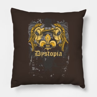 Armored Unicorns Drawing Dystopia Pillow