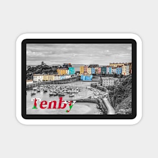 Tenby Town Houses With Text Magnet